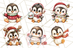 Christmas Penguin PNG Cute Kawaii Holiday Clipart Product Image 4