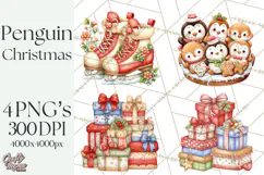Christmas Penguin PNG Cute Kawaii Holiday Clipart Product Image 1