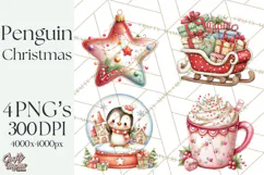 Christmas Penguin PNG Cute Kawaii Holiday Clipart Product Image 1
