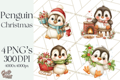 Christmas Penguin PNG Cute Kawaii Holiday Clipart Product Image 1