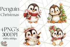 Christmas Penguin PNG Cute Kawaii Holiday Clipart Product Image 1