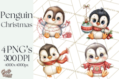 Christmas Penguin PNG Cute Kawaii Holiday Clipart Product Image 1