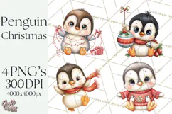 Christmas Penguin PNG Cute Kawaii Holiday Clipart Product Image 1