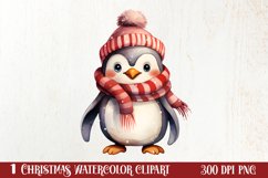 Penguin Christmas Santa Hats Sublimation Clipart Product Image 1