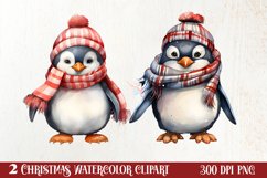 Penguin Christmas Santa Hats Sublimation Clipart Product Image 1