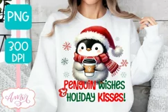 Cute winter sublimation PNG, Penguin Christmas shirt design Product Image 1