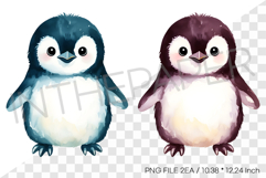 Blue Pink Penguin PNG Clipart Summer Ocean Watercolor Illust Product Image 1