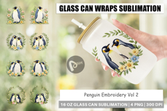 Glass Can Penguin Embroidery Product Image 1