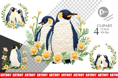 Penguin Embroidery Clipart Product Image 1
