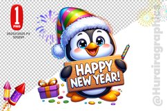 Happy New Year Clipart - Penguin PNG File Product Image 1