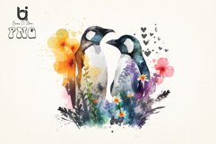Penguin Flowers Love watercolor Sublimation Bundle Product Image 10
