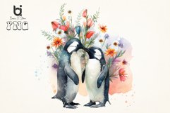 Penguin Flowers Love watercolor Sublimation Bundle Product Image 11