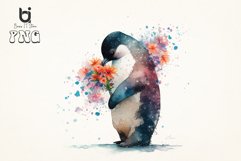 Penguin Flowers Love watercolor Sublimation Bundle Product Image 4