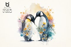 Penguin Flowers Love watercolor Sublimation Bundle Product Image 5
