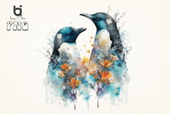 Penguin Flowers Love watercolor Sublimation Bundle Product Image 6