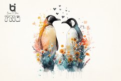 Penguin Flowers Love watercolor Sublimation Bundle Product Image 8