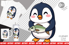 Penguin with Fish Clipart Product Image 1