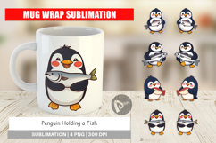 Mug Wrap Penguin Holding a Fish Product Image 1
