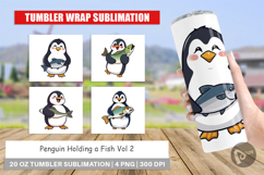 Tumbler Penguin Holding a Fish Product Image 1
