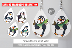 Earring Penguin Holding a Fish Product Image 1