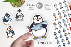Penguin with Fish Sticker Product Image 1