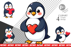 Penguin with Heart Clipart Product Image 1