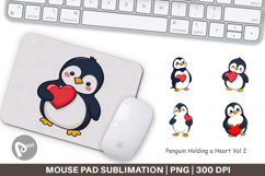 Mouse Pad Penguin Holding a Heart Product Image 1