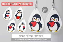 Earring Penguin Holding a Heart Product Image 1