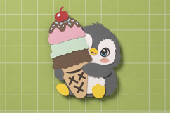 Cute Penguin Ice Cream Kawaii 3D SVG Product Image 2