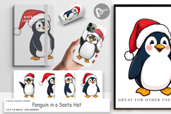 Digital Paper Penguin in a Santa Hat Product Image 1
