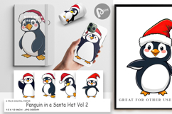 Digital Paper Penguin in a Santa Hat Product Image 1