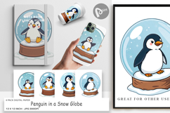 Digital Paper Penguin in a Snow Globe Product Image 1
