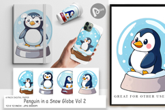 Digital Paper Penguin in a Snow Globe Product Image 1