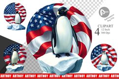 Penguin 4th of July Clipart Product Image 1