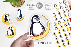 Penguin on Moon Sticker Product Image 1