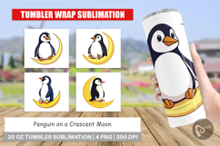 Tumbler Penguin on a Crescent Moon Product Image 1