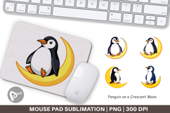 Mouse Pad Penguin on a Crescent Moon Product Image 1