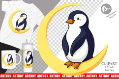 Penguin on Moon Clipart Product Image 1