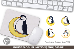 Mouse Pad Penguin on a Crescent Moon Product Image 1