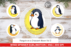 Wind Spinner Penguin on a Crescent Moon Product Image 1
