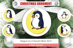 Ornament Penguin on a Crescent Moon Product Image 1