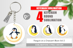 Keychain Penguin on a Crescent Moon Product Image 1