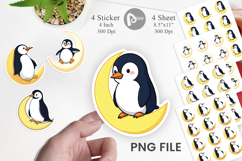 Penguin on Moon Sticker Product Image 1