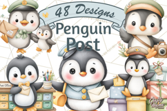 Penguin Post Office Clipart PNG, Cute Mail Carrier Clip Art Product Image 1