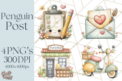 Penguin Post Office Clipart PNG, Cute Mail Carrier Clip Art Product Image 1