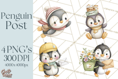 Penguin Post Office Clipart PNG, Cute Mail Carrier Clip Art Product Image 1
