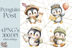 Penguin Post Office Clipart PNG, Cute Mail Carrier Clip Art Product Image 1