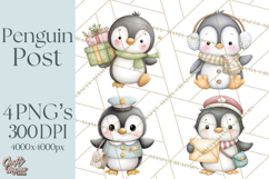 Penguin Post Office Clipart PNG, Cute Mail Carrier Clip Art Product Image 1