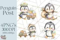 Penguin Post Office Clipart PNG, Cute Mail Carrier Clip Art Product Image 1