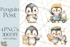 Penguin Post Office Clipart PNG, Cute Mail Carrier Clip Art Product Image 1